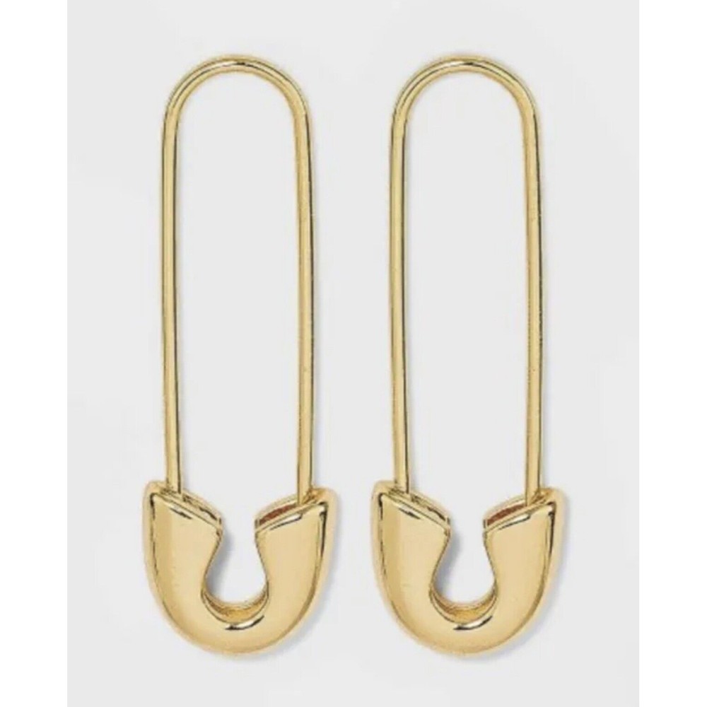 SUGARFIX by BaubleBar Pin Drop Gold Threader Earrings Safety Pin Punk NWT